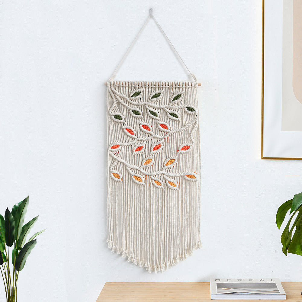 Nourcove Botanical Leaf and Flower Woven Wall Hanging - additional product photo